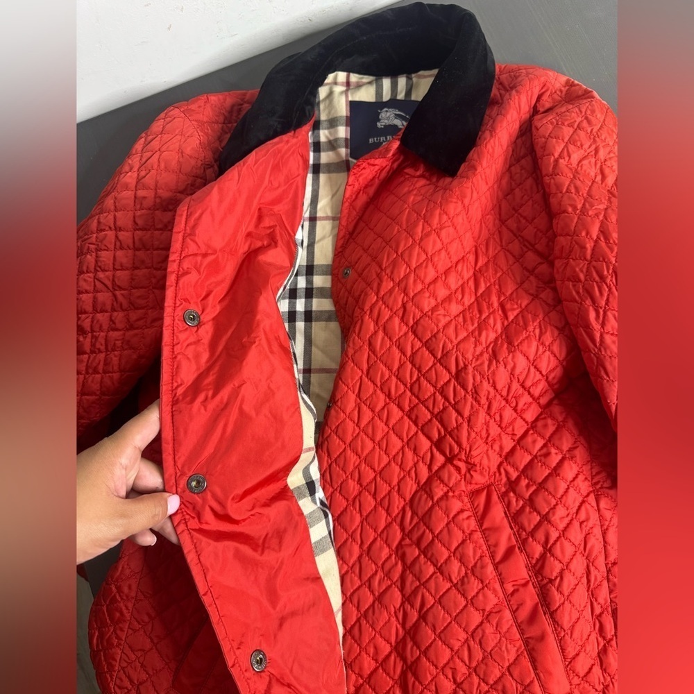 Vintage Burberry Quilted Jacket Red - Picture 6 of 10